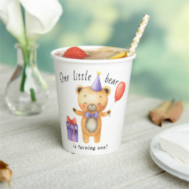 Vasos De Papel Nuestro pequeño oso cumple un año Cumpleaños de ni