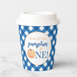 Vasos De Papel Nuestro pequeño Pumpkin azul de cuadros primer cum