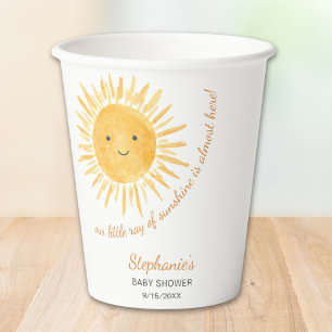 Vasos De Papel Nuestro Pequeño Rayo De Sol Baby Shower