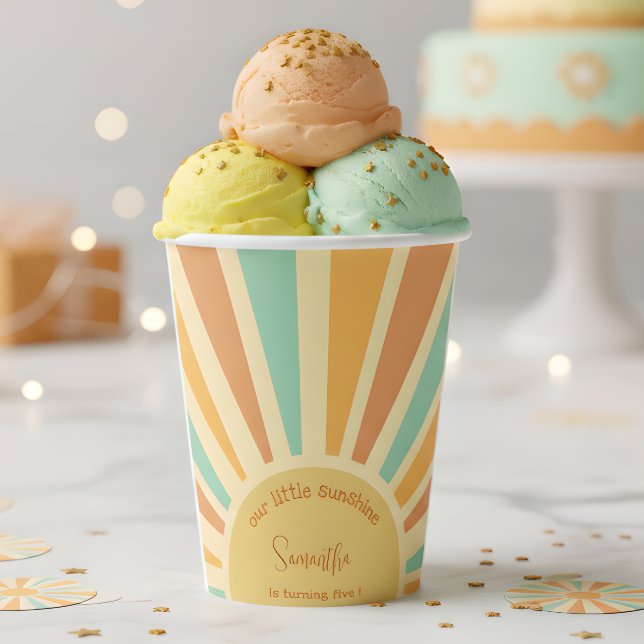 Vasos De Papel nuestro pequeño sol gran sol con los rayos cumplea (Subido por el creador)