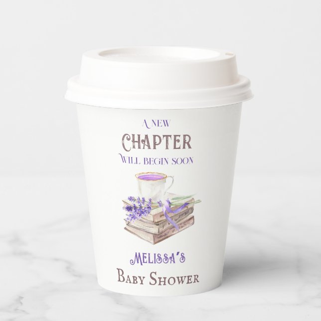 Vasos De Papel Nueva Capitulo Comienza Lavanda Brunch Libro Fiest (Anverso)