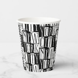 Vasos De Papel Nueva York Manhattan Moda de Deco Blanco y Negro