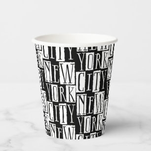 Vasos De Papel Nueva York Manhattan Moda de Deco Blanco y Negro