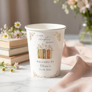 Vasos De Papel Nuevo capítulo comienza libros florales vintage