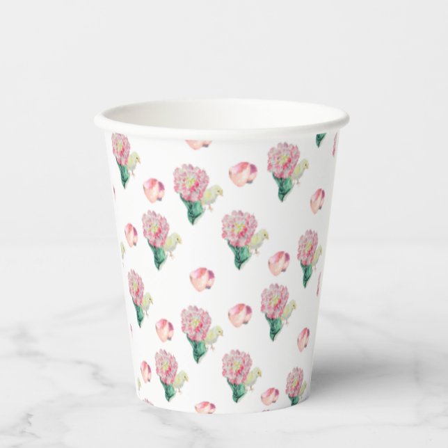 Vasos De Papel Nugget Baby Pollito de Pascua y Tulipán (Anverso)