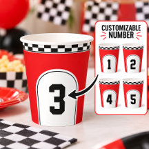 Número de carrera personalizado a cuadros rojos
