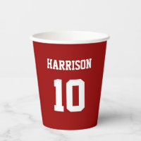 Número de nombre de la camiseta roja del crimson d