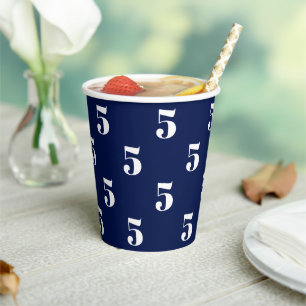 Vasos De Papel número de personalizado patrón blanco azul marino