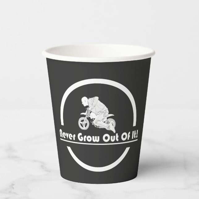 Vasos De Papel Nunca crezca de su motociclista (Anverso)