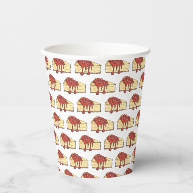 Vasos De Papel NYC Cherry Cheesecake Slice Dessert Baking Food (Anverso)