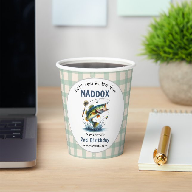 Vasos De Papel O-Fish-Ally Dos pescadores Segundo cumpleaños (in situ)