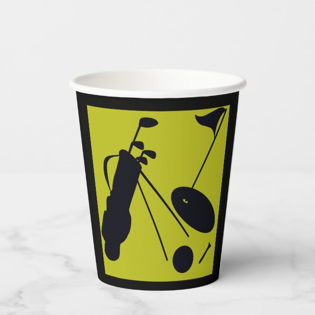 Vasos De Papel Objetos de golf verdes y negros (Reverso )