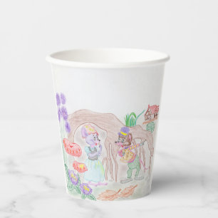 Vasos De Papel Obras de arte de niños personalizados, dos ratones