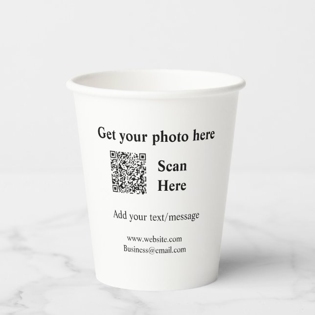 Vasos De Papel Obtener el análisis de fotos QR añadir la direcció (Anverso)