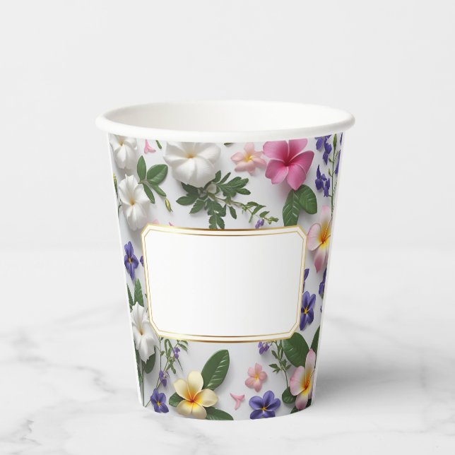 Vasos De Papel Ocasión especial floral personalizable  (Anverso)