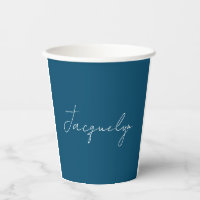Ocean Blue Plain Elegant Nombre Minimalista Modern