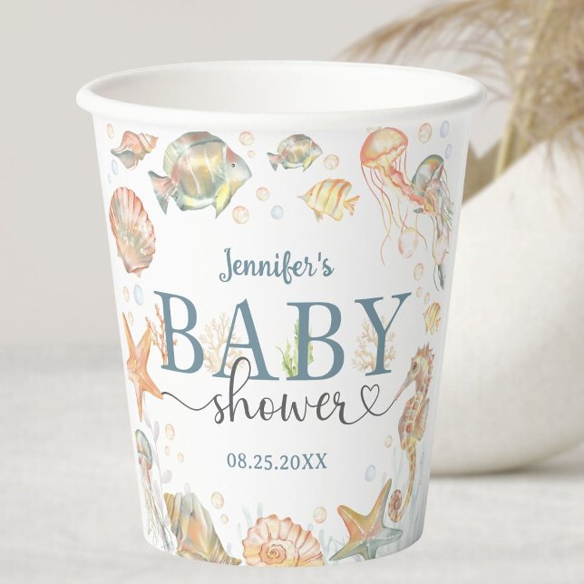 Vasos De Papel Ocean Under The Sea Baby Shower Gender Neutral (Subido por el creador)