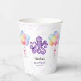 Vasos De Papel Octopus Balloon Purple Bubble Kids Cumpleaños