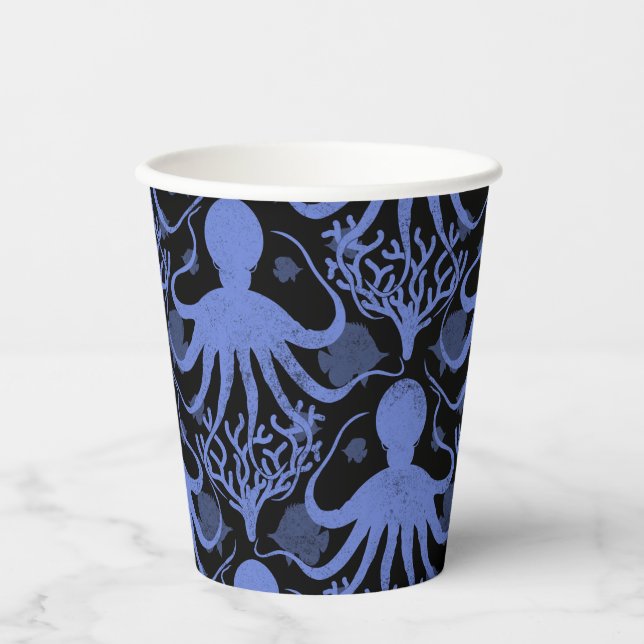 Vasos De Papel Octopus (fondo oscuro) (Anverso)