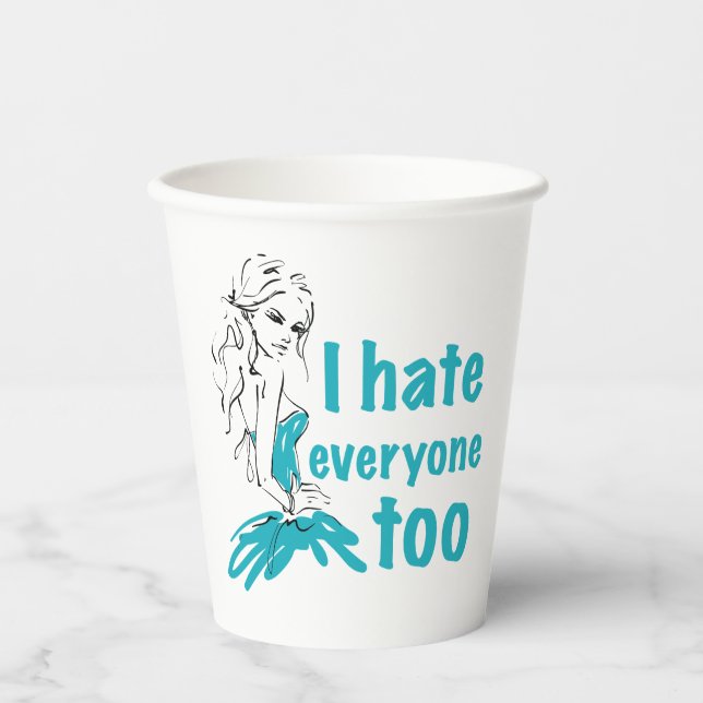 Vasos De Papel Odio a todos también (Anverso)