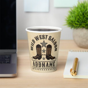 Vasos De Papel Oeste de Cowboy Boots AÑADIR NOMBRE sheriff Spurs