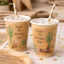 Vasos De Papel Oeste Salvaje Cumpleaños Fiesta Desierto Vaquero