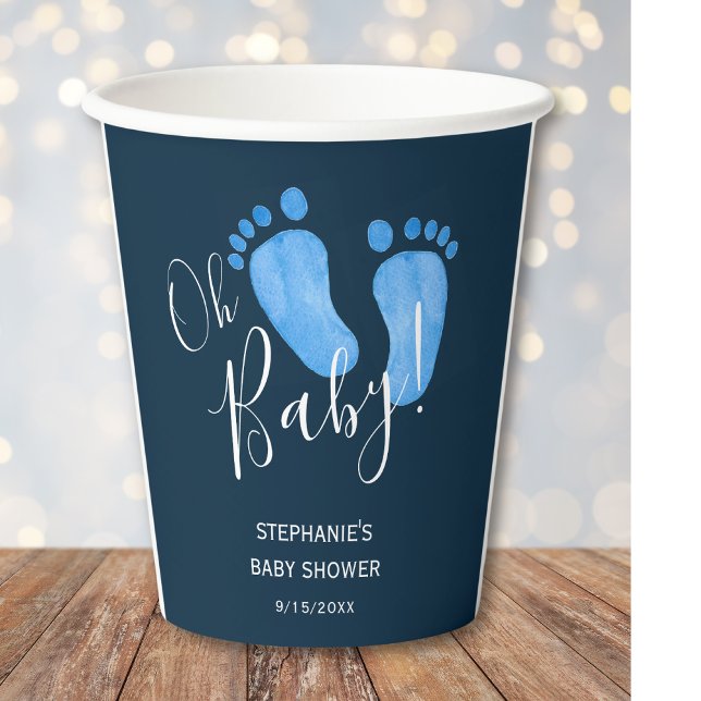 Vasos De Papel Oh Baby Boy Feet Navy Blue Baby Shower (Subido por el creador)