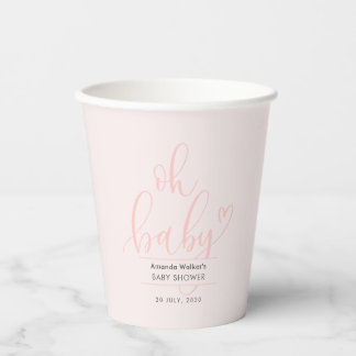 Vasos De Papel Oh Baby Calligraphy Pink Script Baby Shower