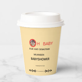 Vasos De Papel Oh Baby Cat Imagen Regalo de Baby Shower Crema