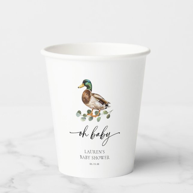 Vasos De Papel Oh Baby Mallard Duck Baby Shower (Anverso)