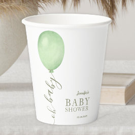 Vasos De Papel Oh Baby Minimalista Sage Green Balloon Baby Shower
