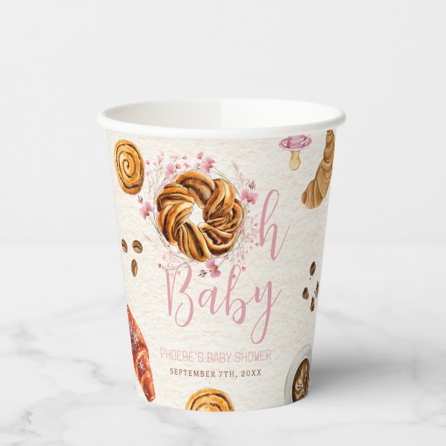 Vasos De Papel Oh Baby Pastries y Pacificadores Chica Baby Shower (Izquierda)