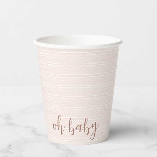 Vasos De Papel Oh Baby Pink and White Herringbone Cup (Anverso)