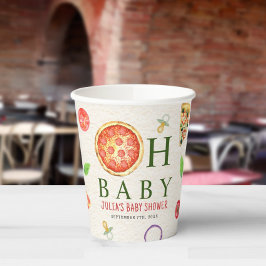 Vasos De Papel Oh Baby Pizza y Pacificadores Baby Shower