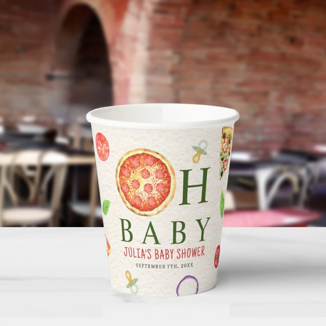 Vasos De Papel Oh Baby Pizza y Pacificadores Baby Shower (Subido por el creador)