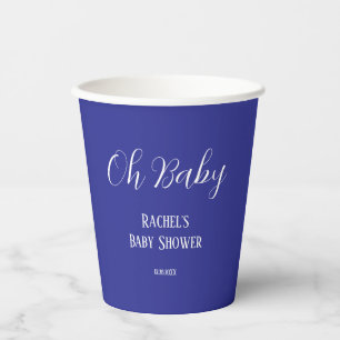 Vasos De Papel Oh Baby Script Boys Chicas Baby Shower Deep Blue