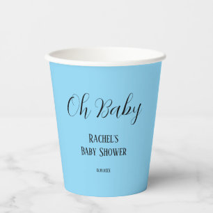 Vasos De Papel Oh Baby Script Boys Chicas Baby Shower Sky Blue