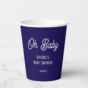 Vasos De Papel Oh Baby Script Navy Chicas de los Niños Azules Bab