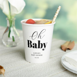 Vasos De Papel Oh Baby Shower Black White