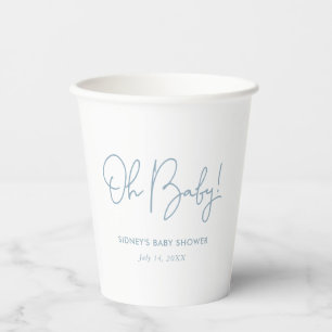 Vasos De Papel Oh Baby Sky Blue Baby Shower personalizado