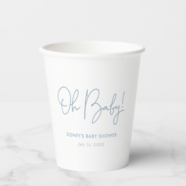Vasos De Papel Oh Baby Sky Blue Baby Shower personalizado (Anverso)