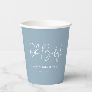 Vasos De Papel Oh Baby Sky Blue Baby Shower personalizado