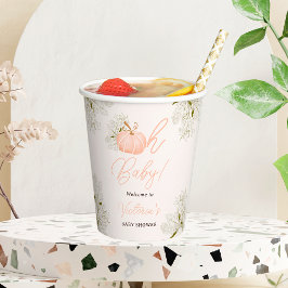 Vasos De Papel Oh bebé calabaza rosa moda floral bebé ducha