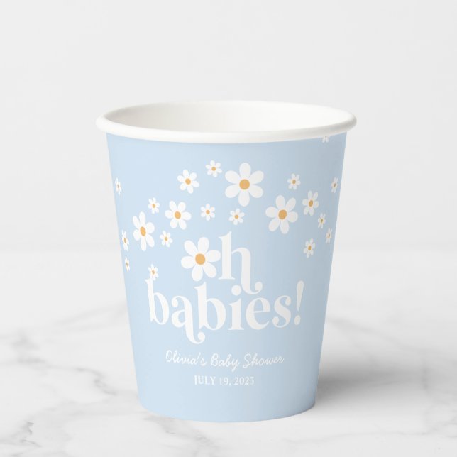 Vasos De Papel ¡Oh Bebés! Tazas de papel azules de Baby Shower co (Anverso)