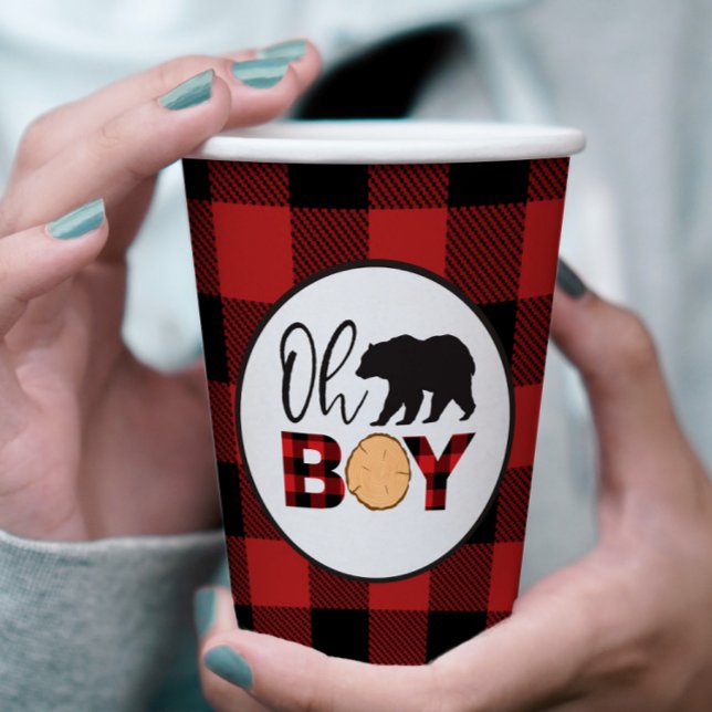 Vasos De Papel Oh Boy Bear Buffalo Plantado Baby Shower (Subido por el creador)