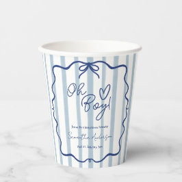 Vasos De Papel Oh Boy Cute Whimsical Blue Stripes Baby Shower