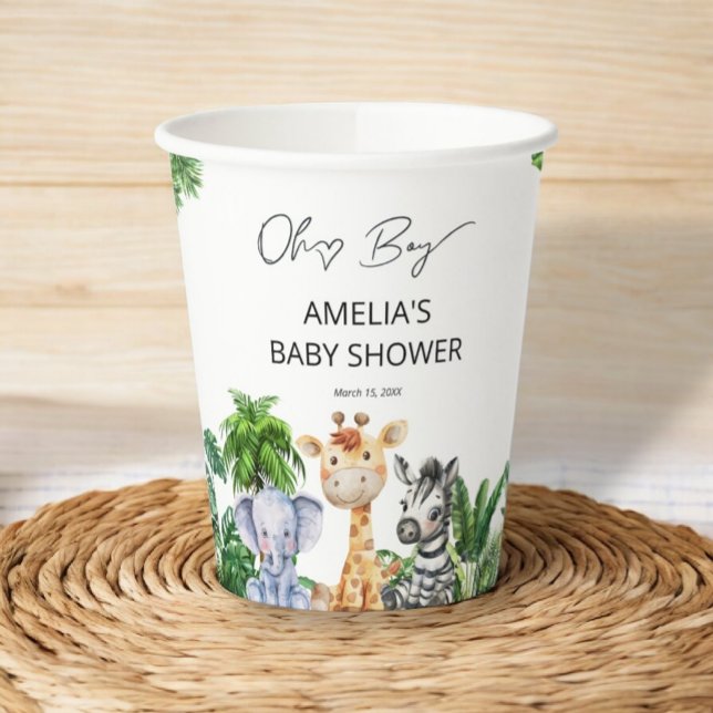 Vasos De Papel Oh Boy Greenery Jungle Safari Baby Shower (Subido por el creador)