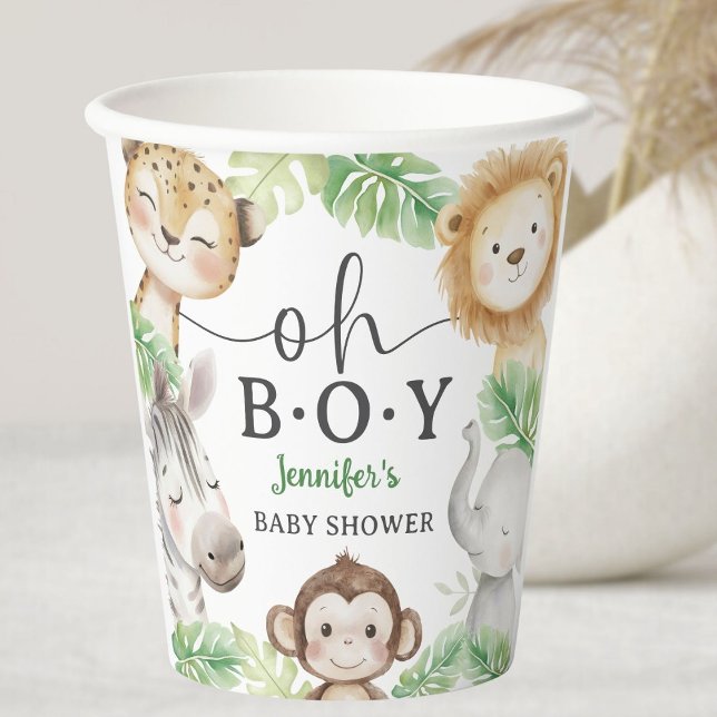 Vasos De Papel Oh Boy Jungle Baby Shower Safari Animals  (Subido por el creador)