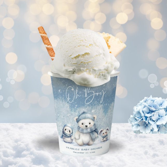 Vasos De Papel Oh Boy Winter | Woodland Baby Shower (Subido por el creador)