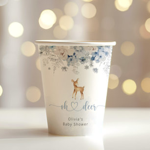 Vasos De Papel Oh ciervo es un niño ducha de bebé azul de inviern